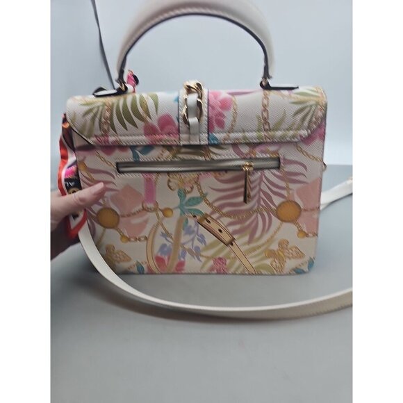 Aldo Shoulder  handbag women Floral Purple With Scarf New - Picture 5 of 8
